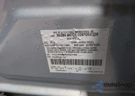 2009 Mazda Mazda6 S Grand Touring from USA, damaged, VIN 1YVHP82B795M21185